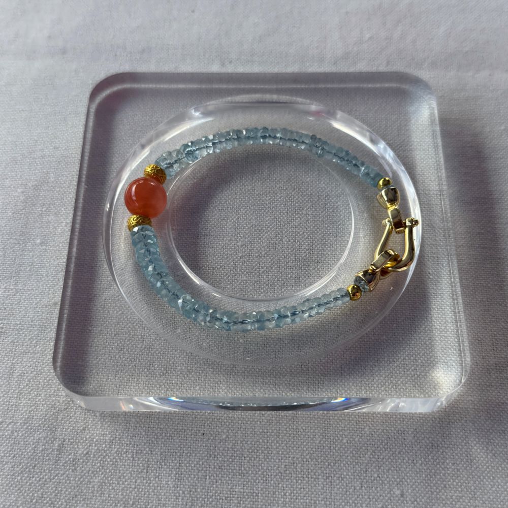 原石アクアマリン＋南紅（ナンホン） 11890円